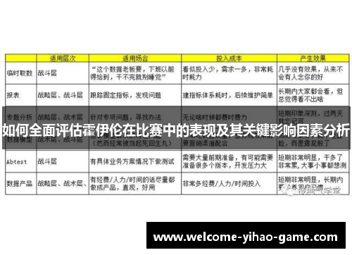 如何全面评估霍伊伦在比赛中的表现及其关键影响因素分析