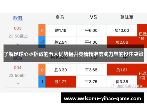 了解足球心水指数的五大优势提升竞猜精准度助力您的投注决策